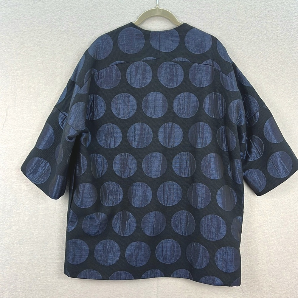 Helene Berman NWOT women’s Collarless Coat/Jacket  black/blue shimmered Dots 8/M - Picture 6 of 8